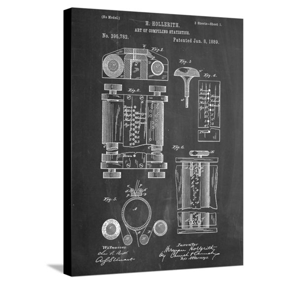 Art.com First Computer Patent 1889 Stretched Canvas Print Wall Art, 18" x 24"