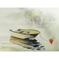 thumbnail image 1 of Art.com Fishing Boat on the Lake or River in Harmony with Nature. Picture Created with Watercolors. Art Print, 32" x 24", 1 of 4