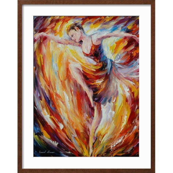 Art.com Flaming Dance Art Print by Leonid Afremov, Brown Frame Wall Art, 23" x 29"