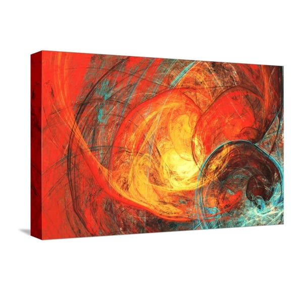 Art.com Flaming Sun. Abstract Painting Texture in Summer Color. Modern Futuristic Red Pattern. Bright Color Stretched Canvas Print Wall Art by Excellent backgrounds, 18" x 12"