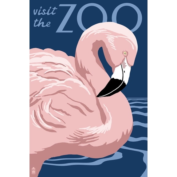 Art.com Flamingo - Visit the Zoo Art Print by Lantern Press, 12" x 18"