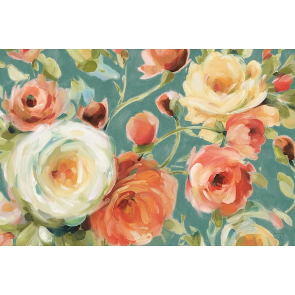 Art.com Florabundance I Autumn Teal Art Print by Lisa Audit, 18" x 12"