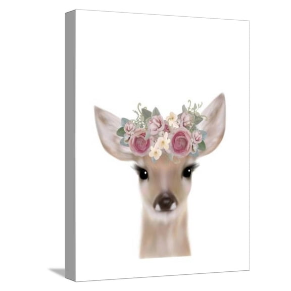 Art.com Floral Deer Stretched Canvas Print Wall Art by Leah Straatsma, 12" x 16"