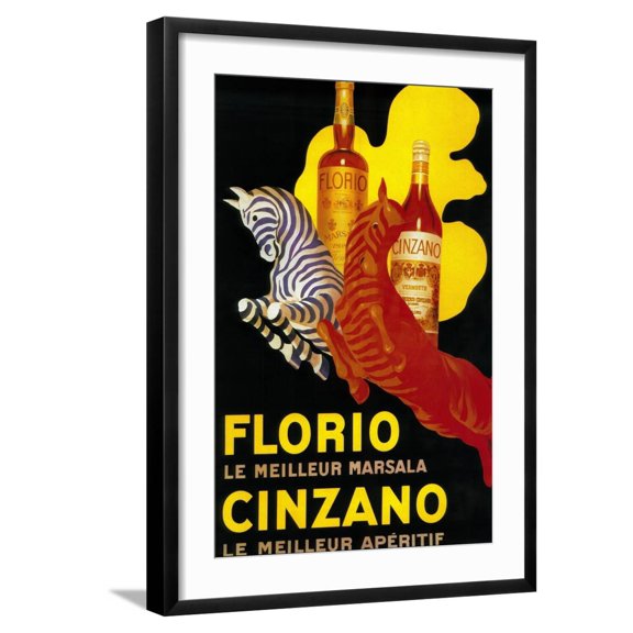 Art.com Florio Cinzano Vintage Poster - Europe Art Print by Lantern Press, Black Frame Wall Art, 21" x 29"