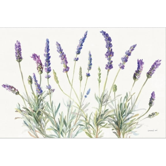 Art.com Floursack Lavender V on Linen Stretched Canvas Print Wall Art by Danhui Nai, 18" x 12"