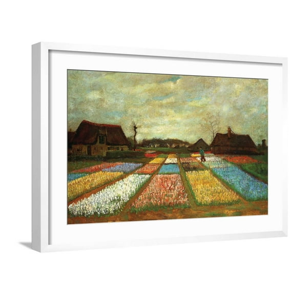 Art.com Flower Beds of Holland Art Print by Vincent van Gogh, White Frame Wall Art, 29" x 21"