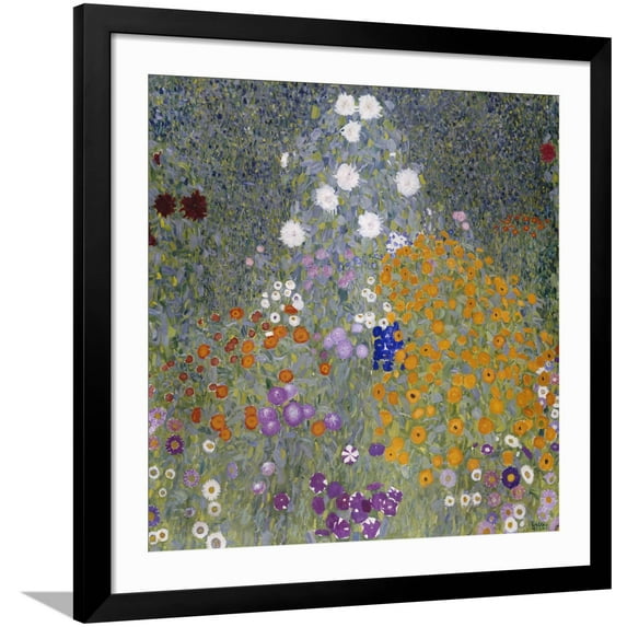 Art.com Flower Garden (Bauerngarten). 1905-07 Giclee Print by Gustav Klimt, Black Frame Wall Art, 38" x 38"