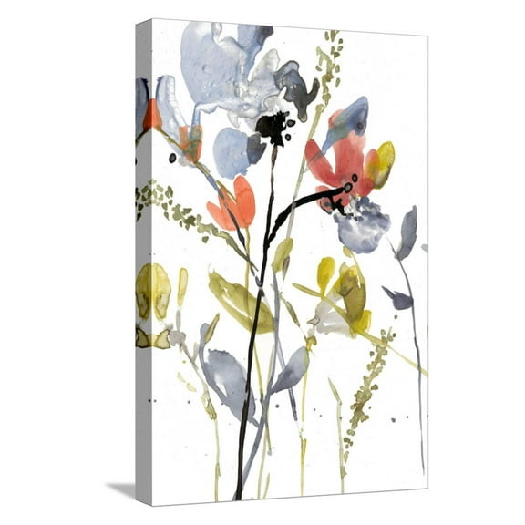 Art.com Flower Overlay II Stretched Canvas Print Wall Art by Jennifer Goldberger, 12" x 18"