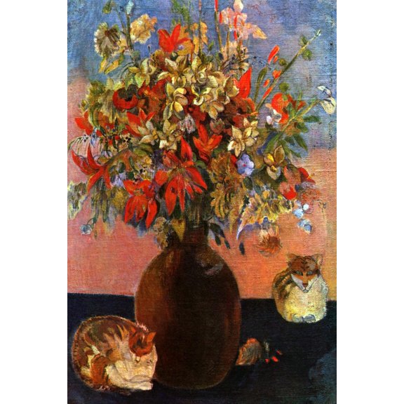 Art.com Flowers and Cats Art Print by Paul Gauguin, 24" x 36"