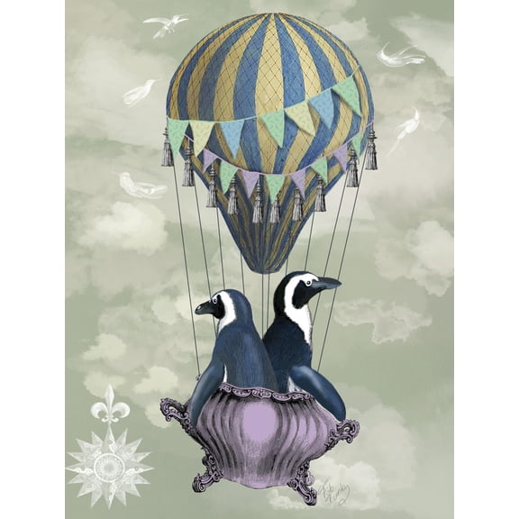 Art.com Flying Penguins Art Print by Fab Funky, 12" x 16"