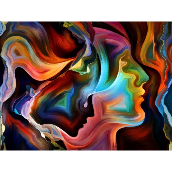 Art.com Forces of Nature Series. Arrangement of Colorful Paint and Abstract Shapes on the Subject of Modern Art Print by agsandrew, 16" x 12"