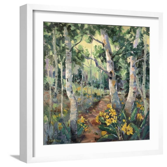 Art.com Four Seasons Aspens II Art Print by Nanette Oleson, White Frame Wall Art, 21" x 21"