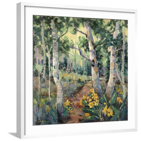 Art.com Four Seasons Aspens II Art Print by Nanette Oleson, White Frame Wall Art, 29" x 29"