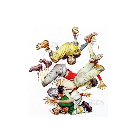 Art.com Four Sporting Boys: Football Giclee Print by Norman Rockwell, 12" x 16"