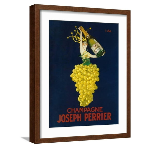 Art.com France - Joseph Perrier Champagne Promotional Poster Art Print by Lantern Press, Brown Frame Wall Art, 17" x 21"
