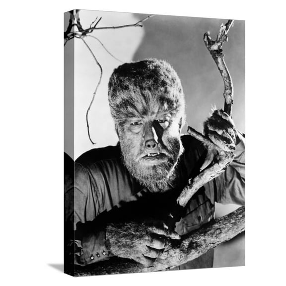 Art.com Frankenstein Meets the Wolf Man, Lon Chaney, Jr., 1943 Stretched Canvas Print Wall Art, 12" x 16"