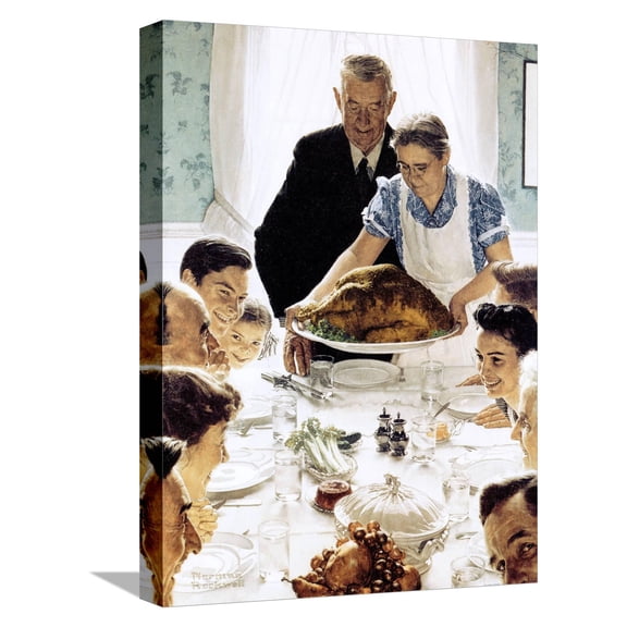 Art.com Freedom From Want, March 6,1943 Stretched Canvas Print Wall Art by Norman Rockwell, 12" x 16"