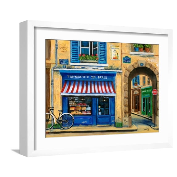 Art.com French Cheese Shop Art Print by Marilyn Dunlap, White Frame Wall Art, 21" x 17"