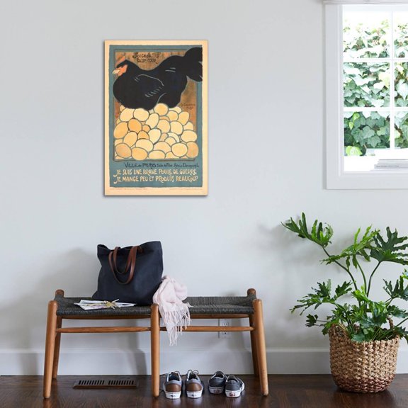 Art.com French Chicken with Many Eggs Stretched Canvas Print Wall Art, 24" x 36"