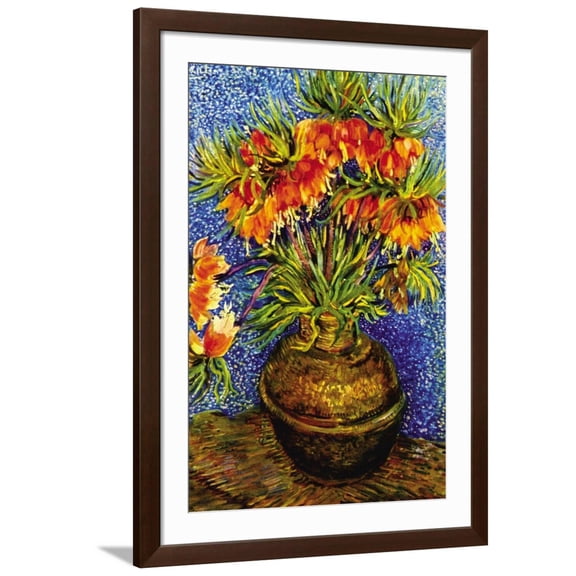 Art.com Fritillaries Art Print by Vincent van Gogh, Brown Frame Wall Art, 32" x 44"
