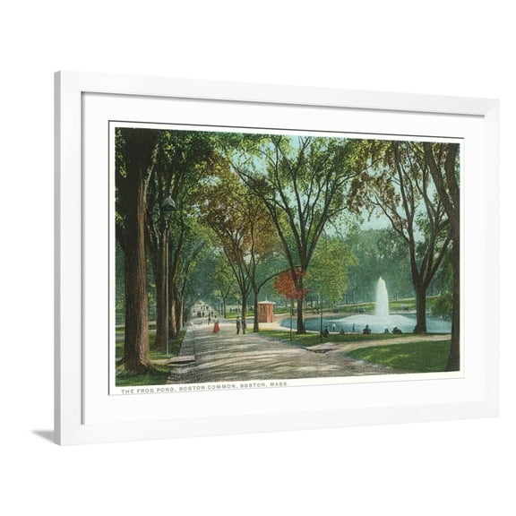 Art.com Frog Pond, Common, Boston, Massachusetts Art Print, White Frame Wall Art, 44" x 32"
