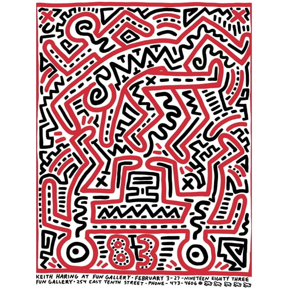 Art.com Fun Gallery Exhibition, 1983 Giclee Print by Keith Haring, 18" x 24"