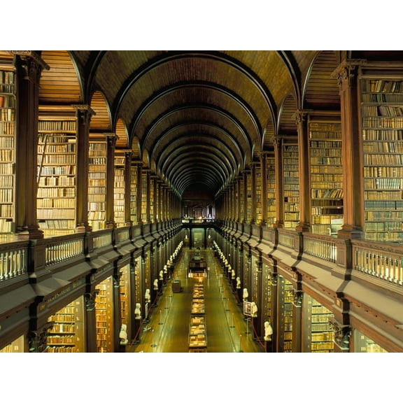 Art.com Gallery of the Old Library, Trinity College, Dublin, County Dublin, Eire (Ireland) Photographic Print by Bruno Barbier, 16" x 12"