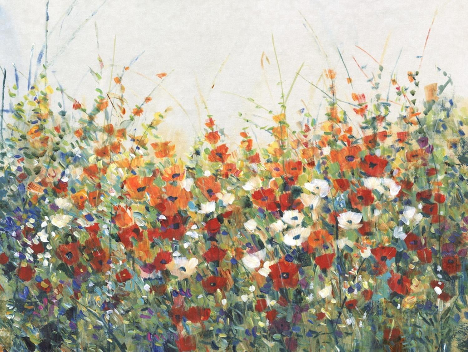 Colorful Floral Garden Canvas Print for Kids Room, 32" x 24"