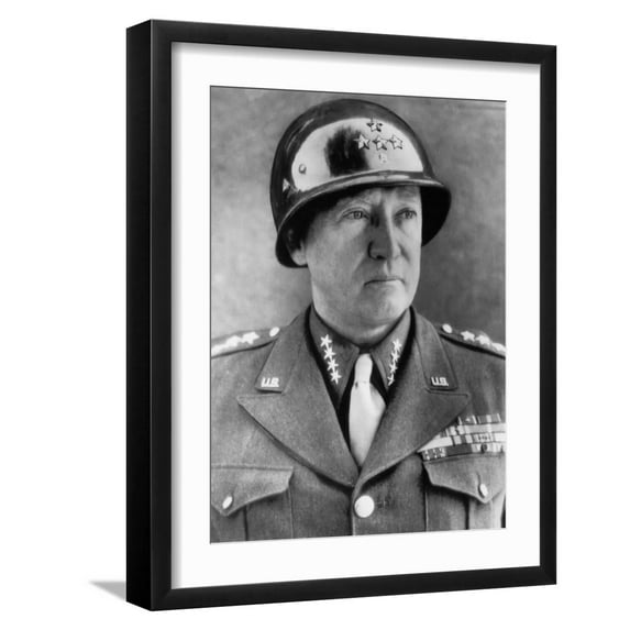 Art.com General George S. Patton Jr., U.S. Army General, 1940s Photo, Black Frame Wall Art, 17" x 21"