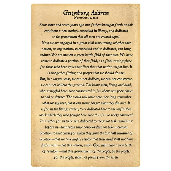 Art.com Gettysburg Address Full Text Art Print, 24" x 36"