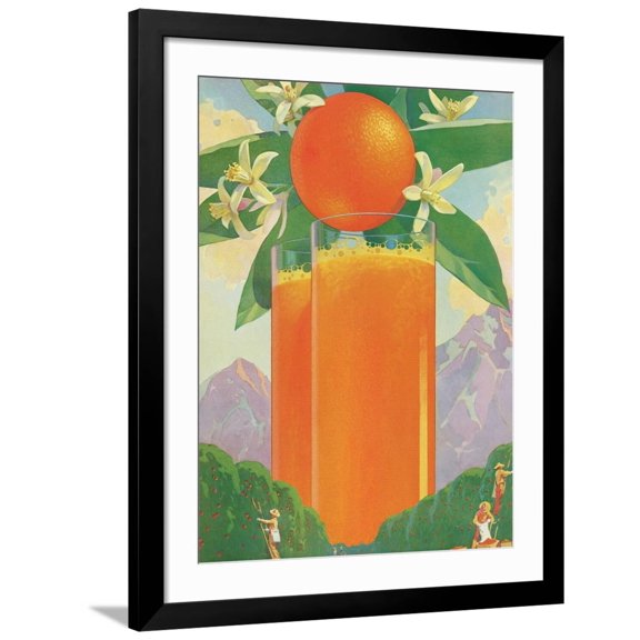 Art.com Giant Glass of Orange Juice Art Print, Black Frame Wall Art, 32" x 40"