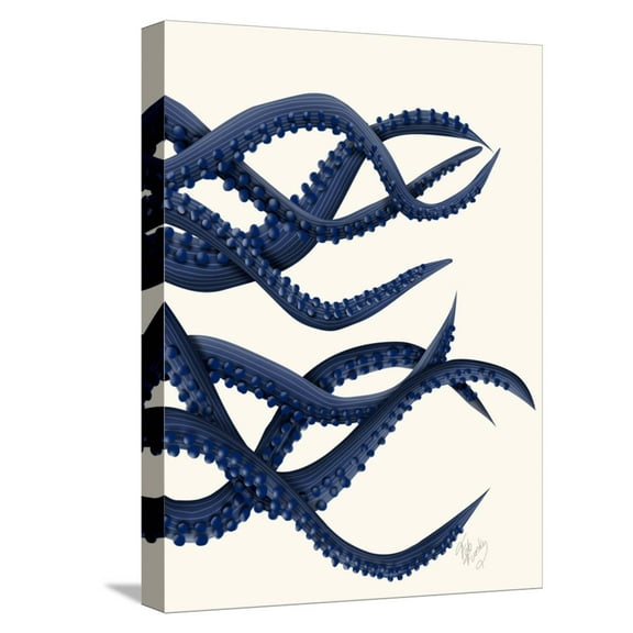 Art.com Giant Octopus Blue Triptych c Stretched Canvas Print Wall Art by Fab Funky, 12" x 16"