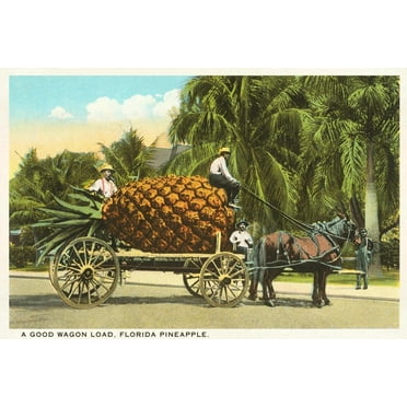 Art.com Giant Pineapple on Wagon, Florida Art Print, 18" x 12"
