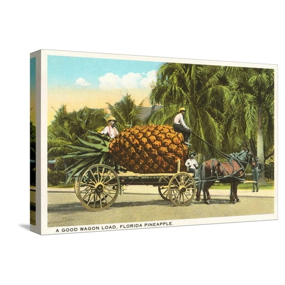 Art.com Giant Pineapple on Wagon, Florida Stretched Canvas Print Wall Art, 18" x 12"