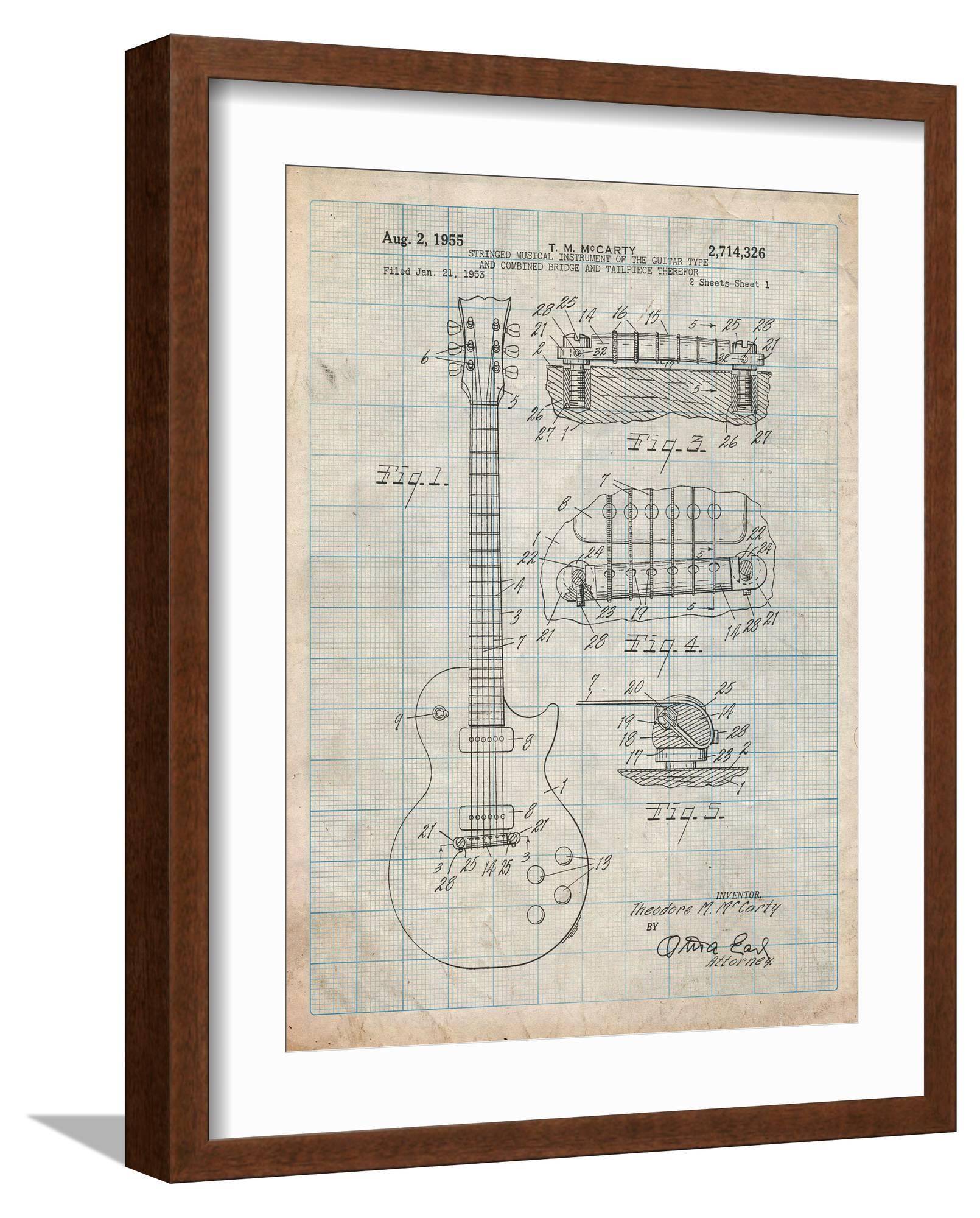 Art.com Gibson Les Paul Guitar Patent Art Print by Cole Borders, Brown ...