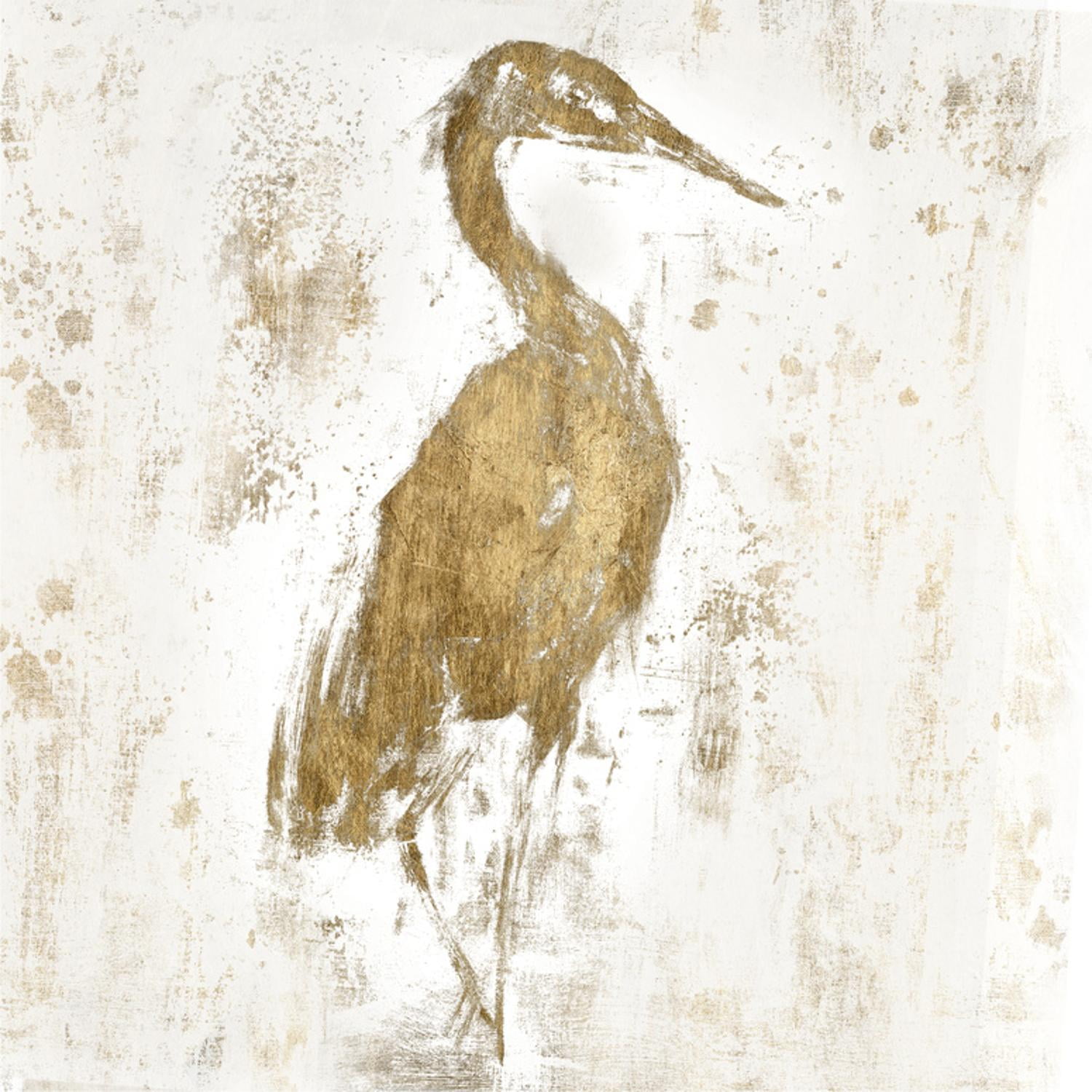 30" x 30" Gilded Heron Abstract Canvas Wall Art with Beaded Bronze Frame