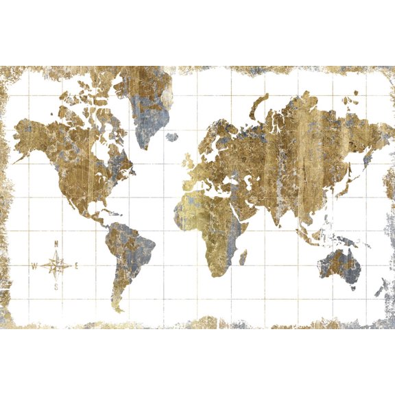 Art.com Gilded Map Art Print by Wild Apple Portfolio, 18" x 12"