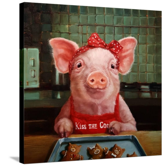 Art.com Gingerbread Pigs Stretched Canvas Print Wall Art by Lucia Heffernan, 30" x 30"