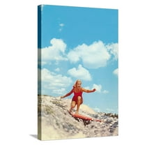 Art.com Girl Surfing Stretched Canvas Print Wall Art, 16" x 24"