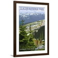 thumbnail image 1 of Art.com Glacier National Park - Going to the Sun Road and Hikers Art Print by Lantern Press, Brown Frame Wall Art, 32" x 44", 1 of 5