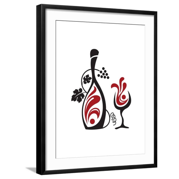 Art.com Glass And Grapes Art Print by Alexkava, Black Frame Wall Art, 23" x 29"