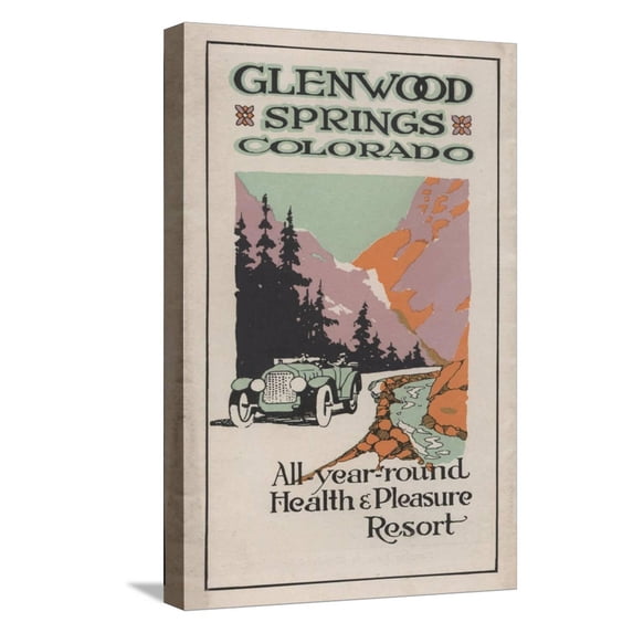 Art.com Glenwood Springs, Colorado - Health Resort Poster No. 1 Stretched Canvas Print Wall Art by Lantern Press, 12" x 18"