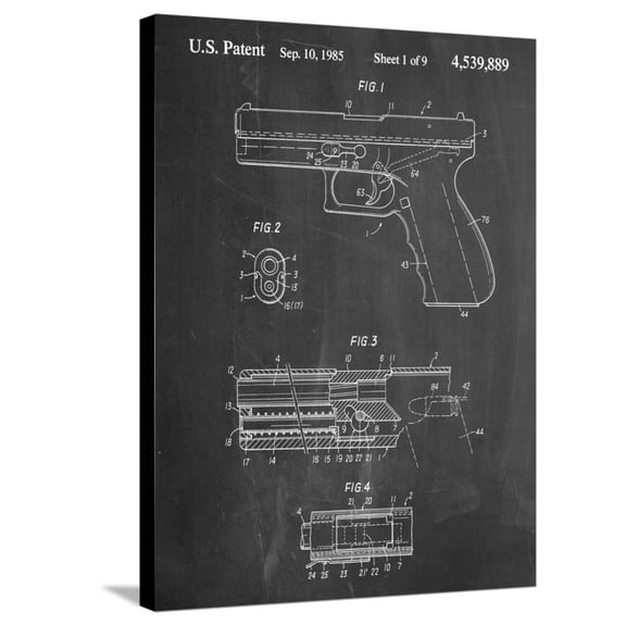 Art.com Glock Pistol Patent Stretched Canvas Print Wall Art, 24" x 32"