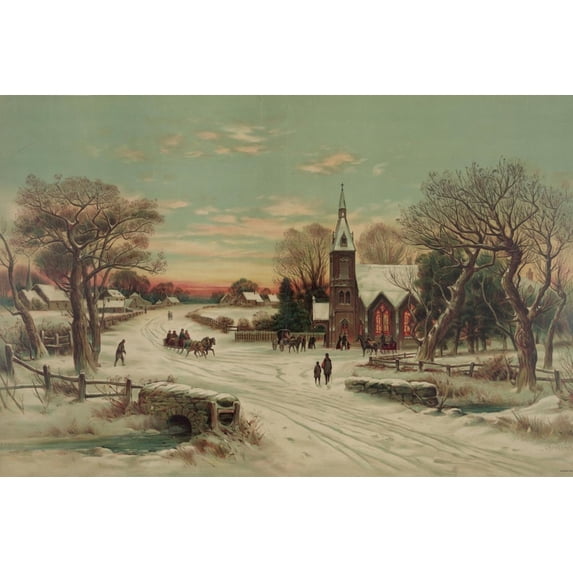 Art.com Going to Church, Christmas Eve Art Print by J. Hoover & Son, 24" x 16"