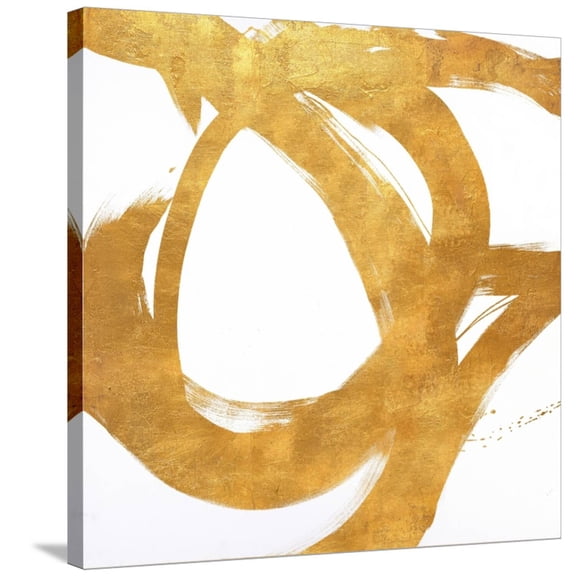 Art.com Gold Circular Strokes I Stretched Canvas Print Wall Art by Megan Morris, 30" x 30"