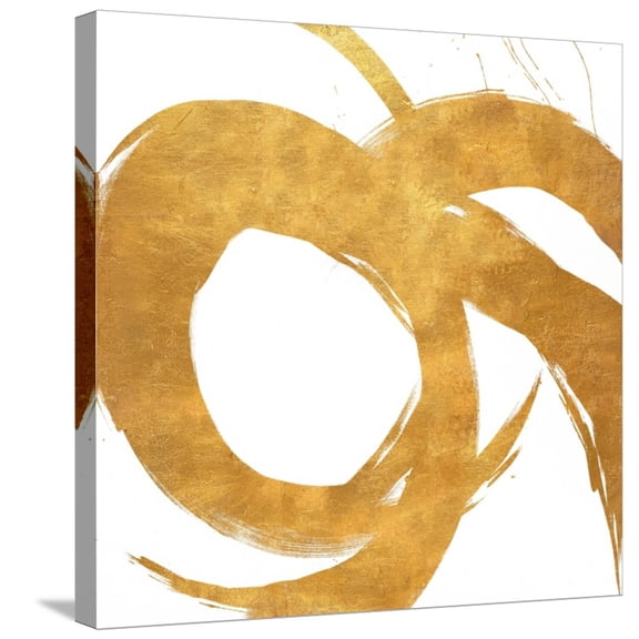 Art.com Gold Circular Strokes II Stretched Canvas Print Wall Art by Megan Morris, 24" x 24"
