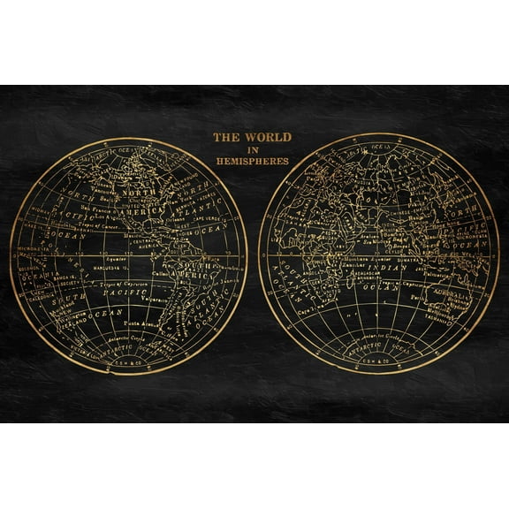 Art.com Gold World Map Art Print by Jace Grey, 24" x 16"