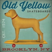 Art.com Golden Dog on Skateboard Art Print by Ryan Fowler, 16" x 16"