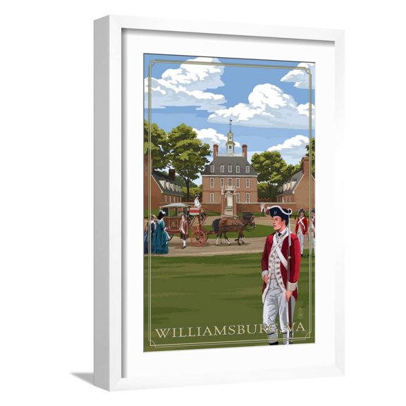 Art.com Governor's Palace - Williamsburg, Virginia Art Print by Lantern Press, White Frame Wall Art, 17" x 23"