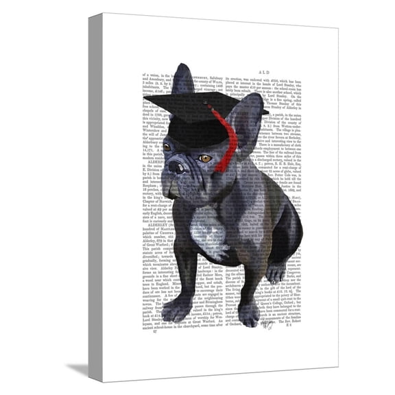 Art.com Graduation French Bulldog Stretched Canvas Print Wall Art by Fab Funky, 12" x 16"